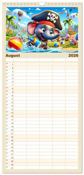 Produktbild: Familienplaner 2026 - Kleine Piraten, Gro&szlig;e Tr&auml;ume" - Ein Kalender f&uuml;r junge Entdecker mit 5 Spalten (Wandkalender, 21 x 45 cm) CALVENDO