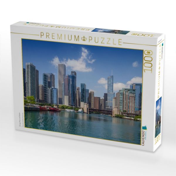 Produktbild: CALVENDO Puzzle Chicago River und Skyline | 1000 Teile Lege-Gr&ouml;&szlig;e 64x48cm Foto-Puzzle f&uuml;r gl&uuml;ckliche Stunden