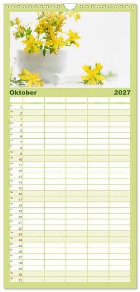 Produktbild: Familienplaner 2027 - Helfende Kr&auml;uter aus dem Garten mit 5 Spalten (Wandkalender, 21 x 45 cm) CALVENDO