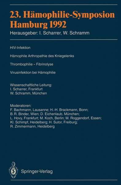 23. Hämophilie-Symposion, Taschenbuch von , Springer Berlin, 9783540569558
