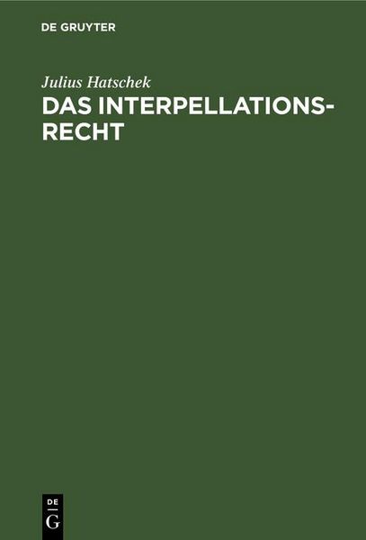 Produktbild: Das Interpellationsrecht