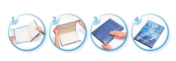 Produktbild: Herma HERM&Auml;X 7265 - Buchumschlag Classic, Gr&ouml;&szlig;e 265 x 540 mm, Kunststoff transparent, blauer Rand, 1 Buchschoner f&uuml;r Schulb&uuml;cher