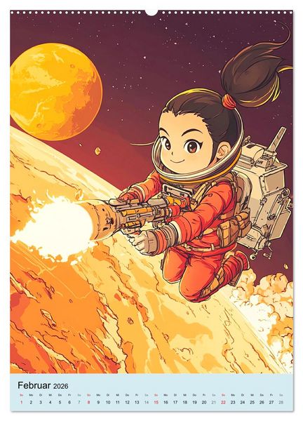 Produktbild: Im Weltall. Manga-Astronauten auf Mission (hochwertiger Premium Wandkalender 2026 DIN A2 hoch), Kunstdruck in Hochglanz