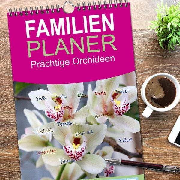 Produktbild: Familienplaner 2026 - Pr&auml;chtige Orchideen mit 5 Spalten (Wandkalender, 21 x 45 cm) CALVENDO