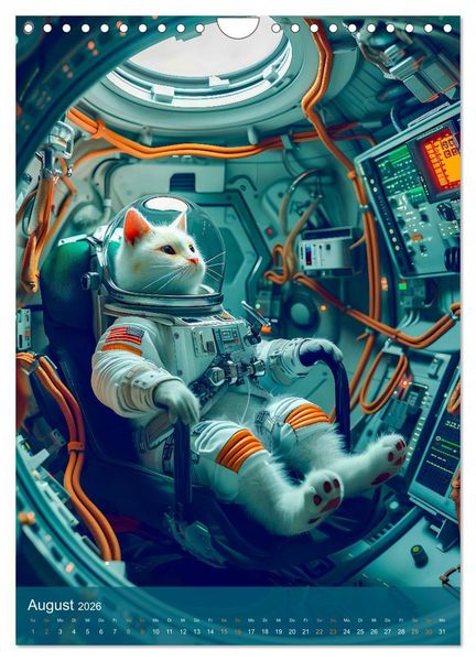Produktbild: Katzen im All - Katzenastronauten im Kosmos (Wandkalender 2026 DIN A4 hoch), CALVENDO Monatskalender