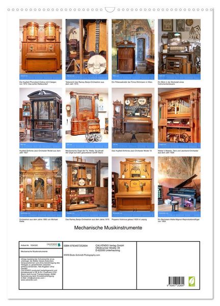 Produktbild: Mechanische Musikinstrumente (Wandkalender 2026 DIN A2 hoch), CALVENDO Monatskalender