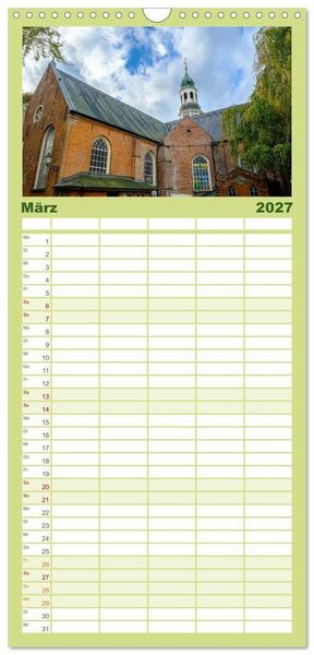 Produktbild: Familienplaner 2027 - Ein Blick auf Leer (Ostfriesland) mit 5 Spalten (Wandkalender, 21 x 45 cm) CALVENDO