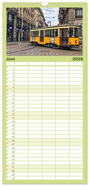 Produktbild: Familienplaner 2026 - Ich fahre gern Stra&szlig;enbahn mit 5 Spalten (Wandkalender, 21 x 45 cm) CALVENDO