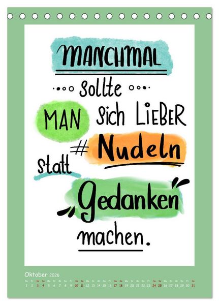 Produktbild: Nachgedacht-Spr&uuml;che und Zitate (Tischkalender 2026 DIN A5 hoch), CALVENDO Monatskalender