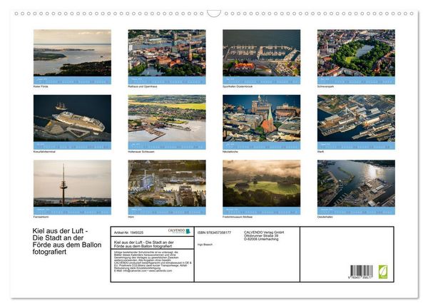Produktbild: Kiel aus der Luft - Die Stadt an der F&ouml;rde aus dem Ballon fotografiert (Wandkalender 2026 DIN A2 quer), CALVENDO Monatskalender