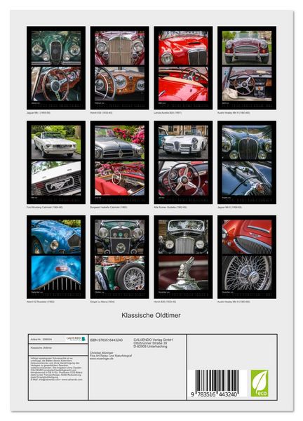 Produktbild: Klassische Oldtimer (Wandkalender 2026 DIN A4 hoch), CALVENDO Monatskalender