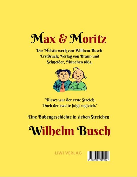Produktbild: Max und Moritz - Eine Bubengeschichte in sieben Streichen