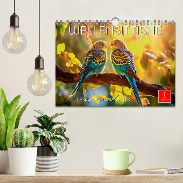 Produktbild: Wellensittiche farbenfroh und munter (Wandkalender 2026 DIN A4 quer), CALVENDO Monatskalender