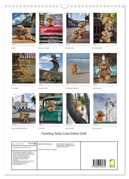 Produktbild: Travelling Teddy Cuba Edition 2026 (Wall Calendar 2026 DIN A3 portrait), CALVENDO 12 Month Wall Calendar