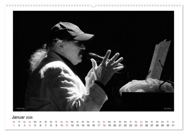 Produktbild: Internationale Meister des Jazz in Schwarzwei&szlig; (hochwertiger Premium Wandkalender 2026 DIN A2 quer), Kunstdruck in Hochglanz
