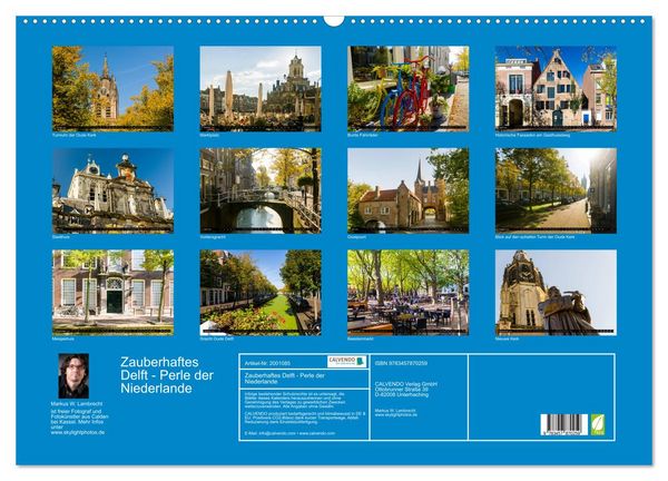 Produktbild: Zauberhaftes Delft - Perle der Niederlande (Wandkalender 2026 DIN A2 quer), CALVENDO Monatskalender