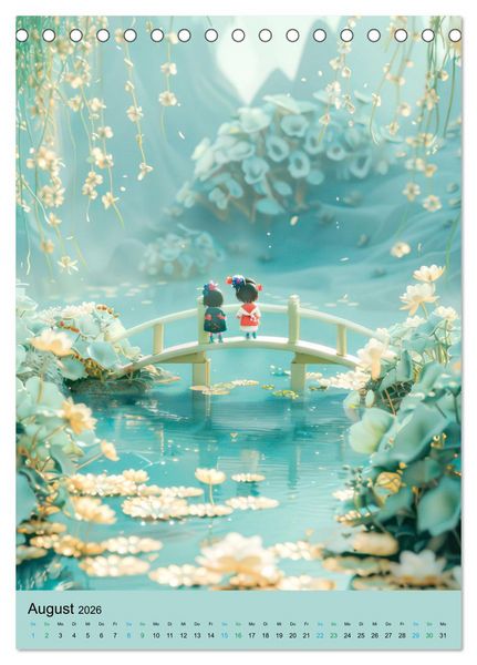 Produktbild: Verspielte 3D Welt - Im japanischen Stil (Tischkalender 2026 DIN A5 hoch), CALVENDO Monatskalender
