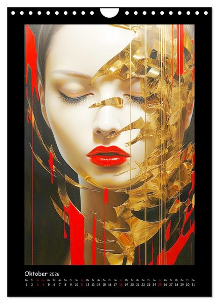 Produktbild: Goldene Portraits. Fusion von Kunst und &Auml;sthetik (Wandkalender 2026 DIN A4 hoch), CALVENDO Monatskalender