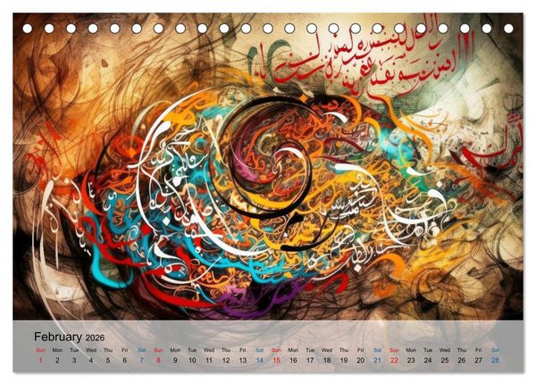 Produktbild: Arabic floating calligraphy as artwork (Desk Calendar 2026 DIN A5 landscape), CALVENDO 12 Month DeskCalendar
