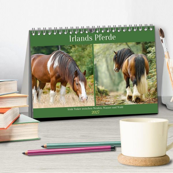Produktbild: Irlands Pferde. Irish Tinker zwischen Weiden, Wasser und Wald (Tischkalender 2027 DIN A5 quer), CALVENDO Monatskalender