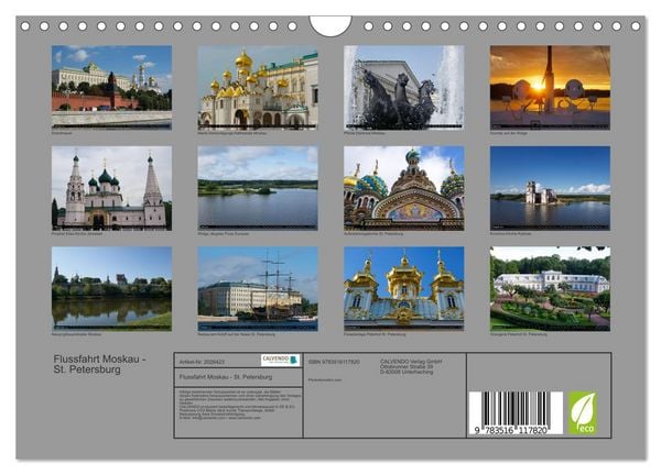 Produktbild: Flussfahrt Moskau - St. Petersburg (Wandkalender 2026 DIN A4 quer), CALVENDO Monatskalender
