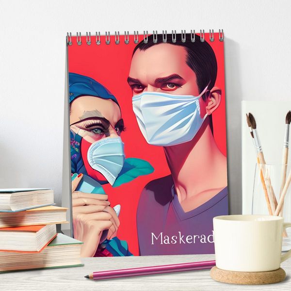Produktbild: Maskerade - farbenfrohe Mund-Nase-Bedeckungen (Tischkalender 2026 DIN A5 hoch), CALVENDO Monatskalender