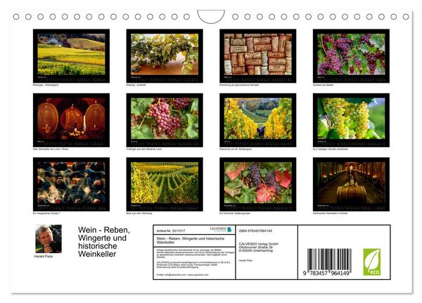 Produktbild: Wein - Reben, Wingerte und historische Weinkeller (Wandkalender 2026 DIN A4 quer), CALVENDO Monatskalender