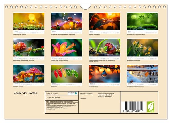 Produktbild: Zauber der Tropfen (Wandkalender 2026 DIN A4 quer), CALVENDO Monatskalender