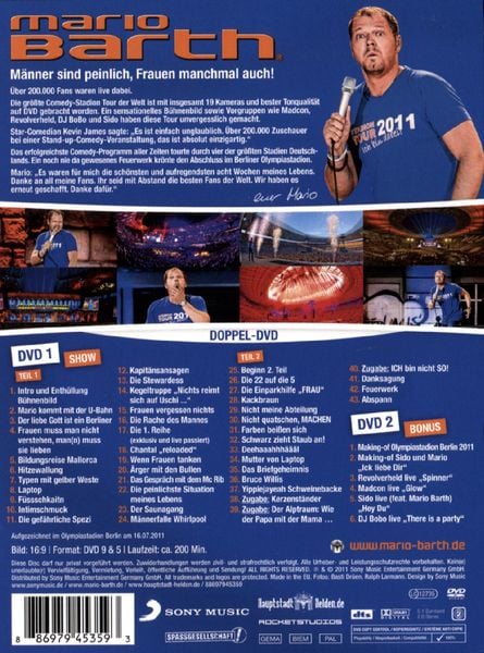Produktbild: Mario Barth - Stadion Tour 2011/M&auml;nner sind peinlich, Frauen manchmal auch! aus dem Olympiastadion Berlin [2 DVDs]