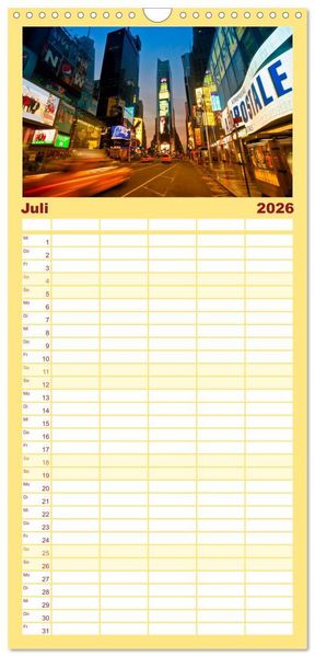 Produktbild: Familienplaner 2026 - NEW YORK CITY Stadt der Superlative mit 5 Spalten (Wandkalender, 21 x 45 cm) CALVENDO