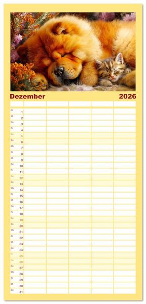 Produktbild: Familienplaner 2026 - Chow Chow Momente. Fellpoesie aus dem Reich der Mitte mit 5 Spalten (Wandkalender, 21 x 45 cm) CALVENDO