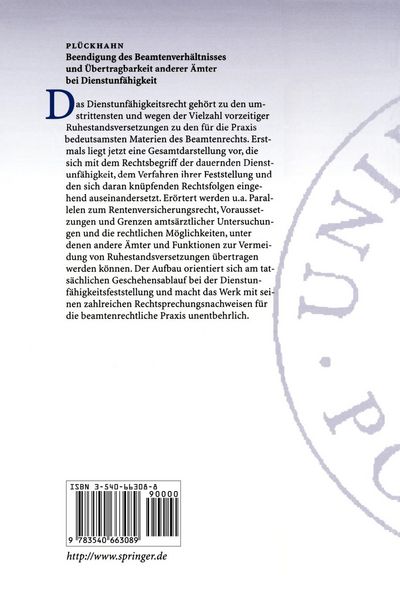 Produktbild: Beendigung des Beamtenverh&auml;ltnisses und &Uuml;bertragbarkeit anderer &Auml;mter bei Dienstunf&auml;higkeit