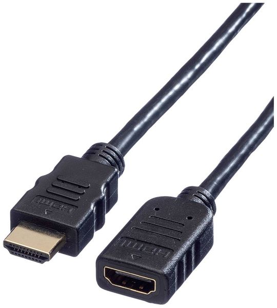 Value HDMI Verlängerungskabel HDMI-A Stecker, HDMI-A Buchse 1.00 m Schwarz 11.99.5574 4K UHD, Geschirmt HDMI-Kabel