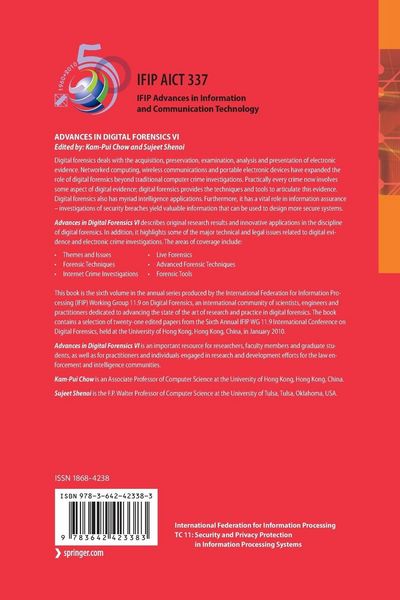Produktbild: Advances in Digital Forensics VI