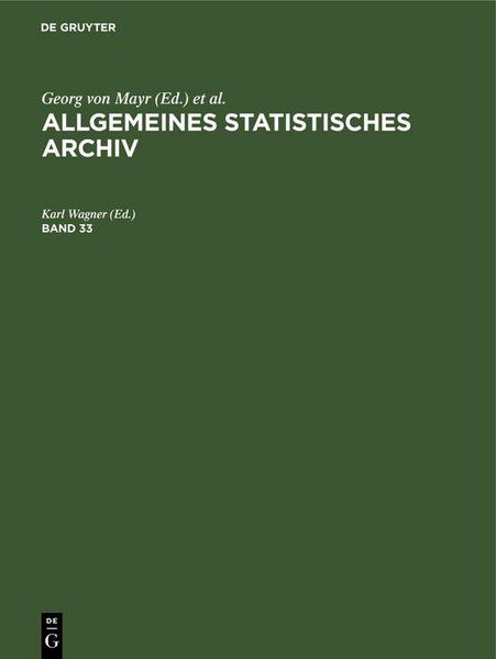 Produktbild: Allgemeines Statistisches Archiv. Band 33
