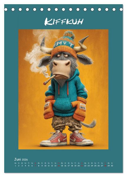 Produktbild: Kuhwelt. Stylische Streetwear-K&uuml;he f&uuml;r gute Laune (Tischkalender 2026 DIN A5 hoch), CALVENDO Monatskalender