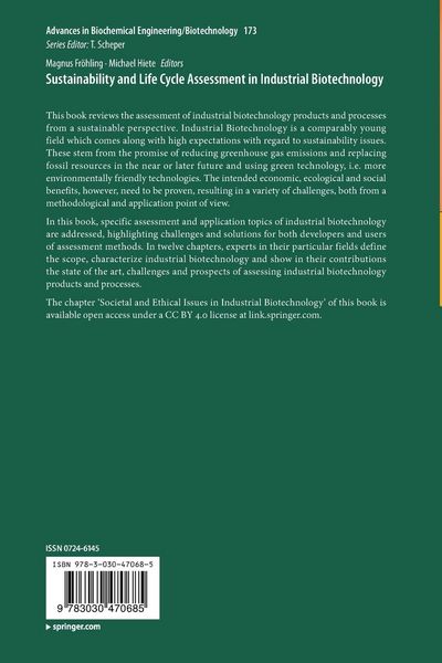 Produktbild: Sustainability and Life Cycle Assessment in Industrial Biotechnology