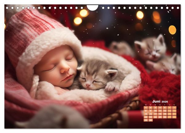 Produktbild: Kleine Schlummerparade: Babys und ihre kuscheligen Tierfreunde (Wandkalender 2026 DIN A4 quer), CALVENDO Monatskalender