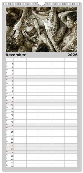 Produktbild: Familienplaner 2026 - FARBSPIELE - Akt im Feuerwerk der Farben mit 5 Spalten (Wandkalender, 21 x 45 cm) CALVENDO