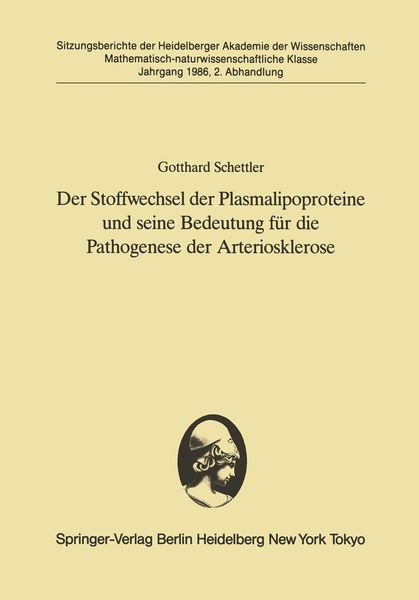 Produktbild: Der Stoffwechsel der Plasmalipoproteine und seine Bedeutung f&uuml;r die Pathogenese der Arteriosklerose