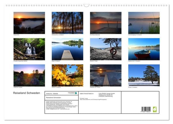 Produktbild: Reiseland Schweden (Wandkalender 2026 DIN A2 quer), CALVENDO Monatskalender