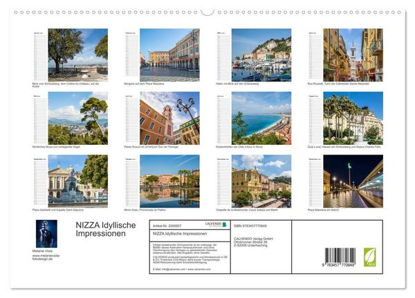 Produktbild: NIZZA Idyllische Impressionen (hochwertiger Premium Wandkalender 2026 DIN A2 quer), Kunstdruck in Hochglanz