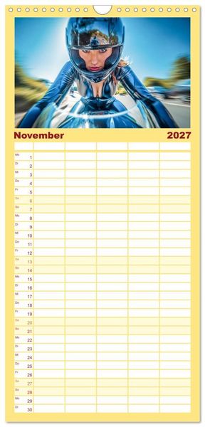 Produktbild: Familienplaner 2027 - Schnelle Bikes und Starke Frauen mit 5 Spalten (Wandkalender, 21 x 45 cm) CALVENDO