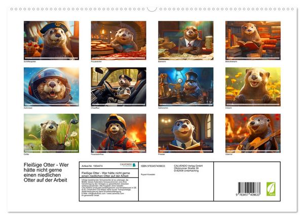Produktbild: Flei&szlig;ige Otter - Wer h&auml;tte nicht gerne einen niedlichen Otter auf der Arbeit (hochwertiger Premium Wandkalender 2026 DIN A2 quer), Kunstdruck in Hochglanz