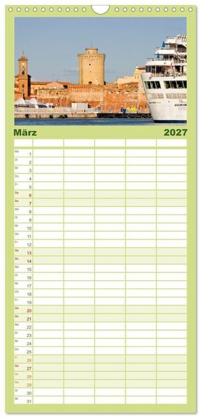 Produktbild: Familienplaner 2027 - Toskana. Livorno - Volterra - Piombino mit 5 Spalten (Wandkalender, 21 x 45 cm) CALVENDO