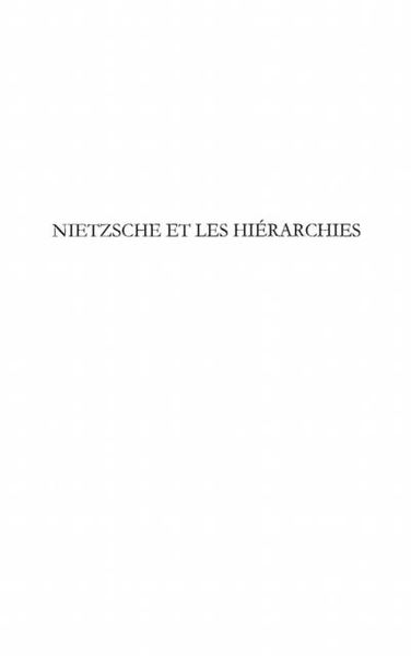 Produktbild: Nietzsche et les hierarchies