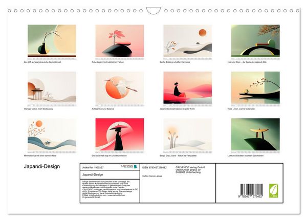 Produktbild: Japandi-Design (Wandkalender 2026 DIN A3 quer), CALVENDO Monatskalender