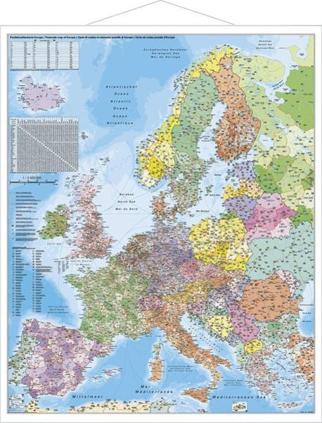 Stiefel Wandkarte Großformat Europa, PLZ, mit Metallstäben, Buch von Heinrich Stiefel, Stiefel Eurocart, 978-3-929627-83-1