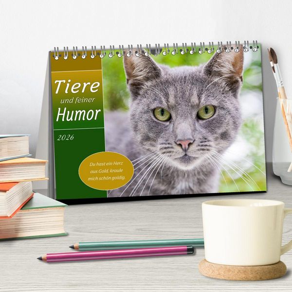 Produktbild: Tiere und feiner Humor (Tischkalender 2026 DIN A5 quer), CALVENDO Monatskalender