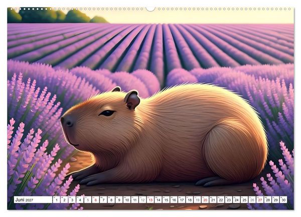 Produktbild: Capybara Carlo und die vier Jahreszeiten (hochwertiger Premium Wandkalender 2027 DIN A2 quer), Kunstdruck in Hochglanz